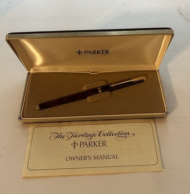 Parker 180 Fountain Pen -- Brown (Thuya) Marble, F/B Reversible In Box Mint