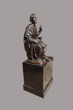 Orologio Antico da Camino con Scultura in Bronzo –  marmo