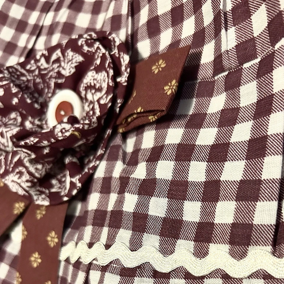 Falda Giratoria Niñas, Talla 8-10, Falda Completa Elástica con Lazo de Guinga y Roseta Foto 4 de 4