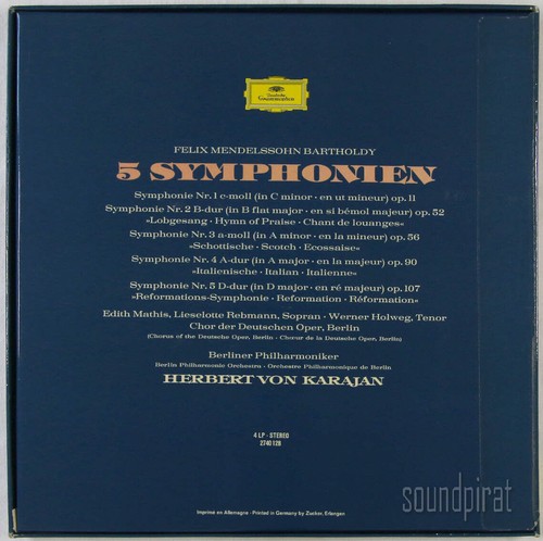 KARAJAN MENDELSSOHN FIVE SYMPHONIES DGG ED.1 STEREO 4 LP BOX 2740128 AS NEW - Picture 4 of 7