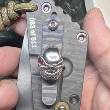 1Pc Handmade Silver Skull Titanium Pocket Clip for Strider SNG SMF Knife