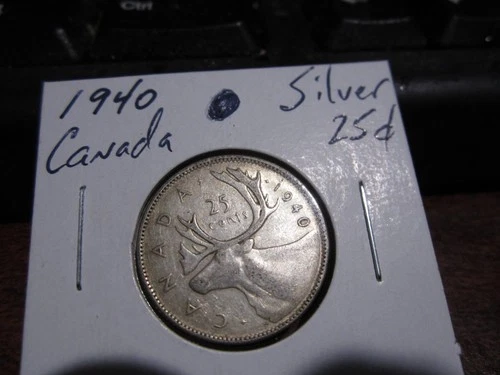 Canada 1940 - 25 Cent Quarter Canadian Coin - 80% Silver