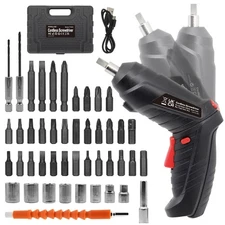 Cordless Electric Screwdriver, 3.6V Rechargeable Power Screwdriver with 47 pc...