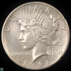 1921 Silver PEACE Dollar - Very Fine Details - High Relief Design