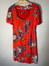 Maeve Anthropologie Caldwell red floral button down shirt dress size 10