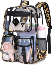 Clear Backpack for School,Heavy Duty PVC Transparent Bookbag for Girls Stadium A