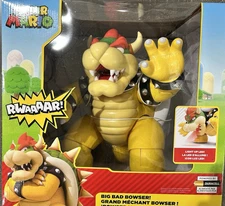 Big Bad Bowser Super Mario Action Figure 12” Lights Up Sounds Jakks Pacific New