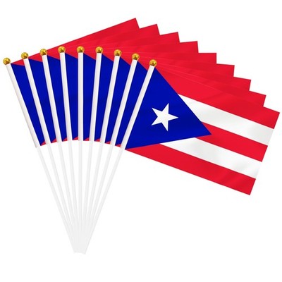 50 Pack Puerto Rico Hand Held Mini Stick Flags, Puerto Rican Small Miniature ...
