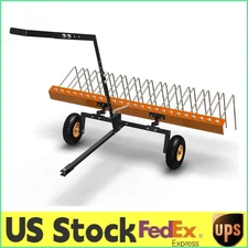 60"Tow Behind Dethatcher w/24 Steel Tines,Lawn Dethatcher Rake,ATV or Mower Tool