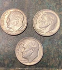 90% Silver Dimes Pre 1965 Roosevelt Dime Lot of 3 Circulated Condition All 1964