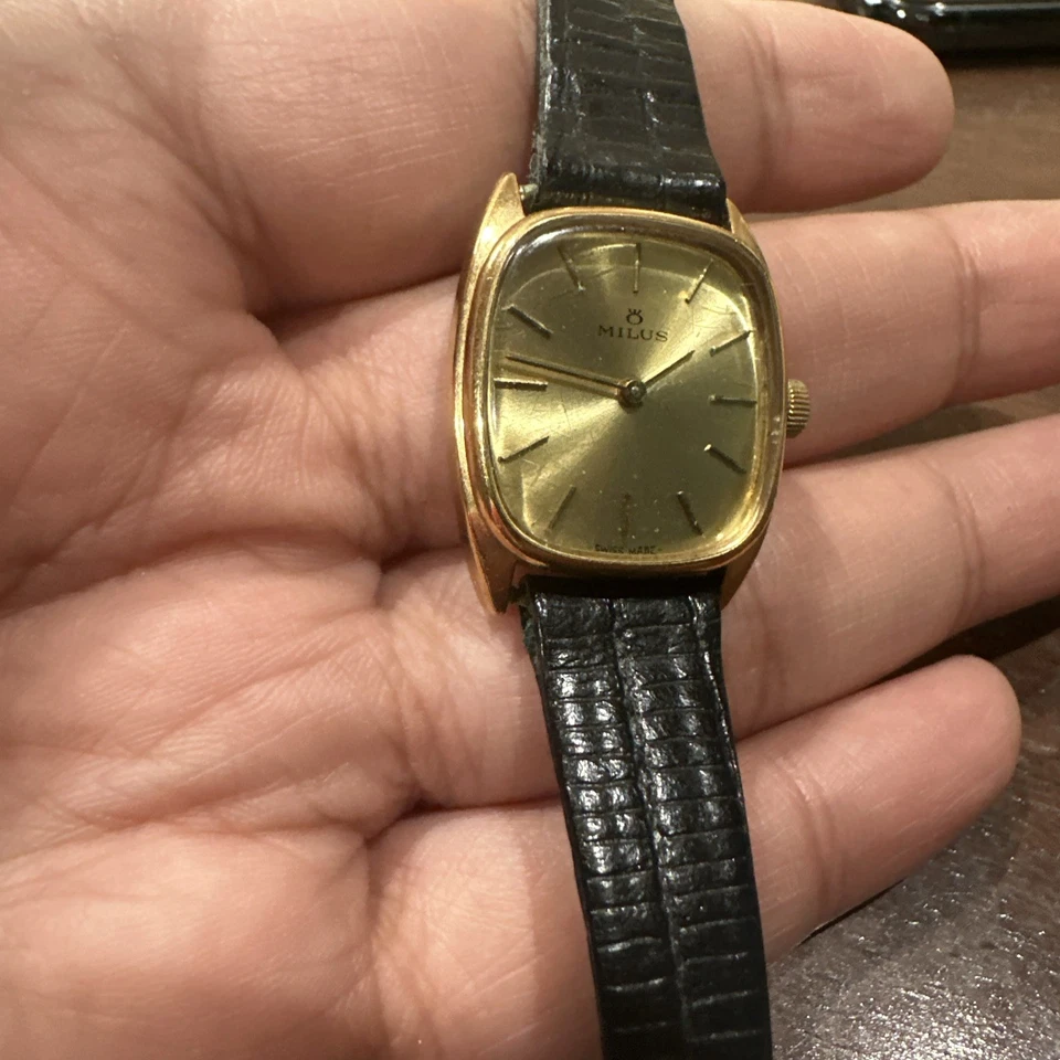Reloj mecánico vintage suizo MILUS 22mm para dama tono dorado 17 joyas para REPARACIÓN Foto 2 de 4
