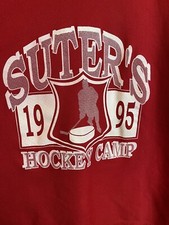 Vintage 1995 Suter’s Hockey Camp Jersey Youth Large Red BAKKA Made In The USA