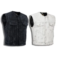 Men Texas Snap Up Canvas Ranch Wear Hunting Biker Vest & Concealed Carry Pockets