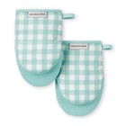 Kitchenaid Gingham Mini Oven Mitts 2-Pack Mineral Water