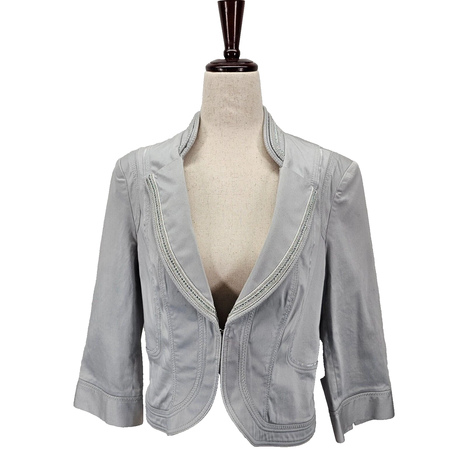 VETEMENTS Giacca ritagliata White Ho Black Market tagliataway manica lunga donna taglia 8 usata in ottime condizioni