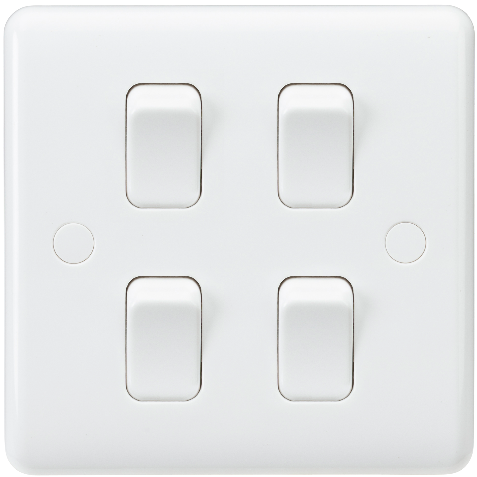 White Curved Edge Wiring Accessories 10A 4G 2-Way Switch (on single plate)