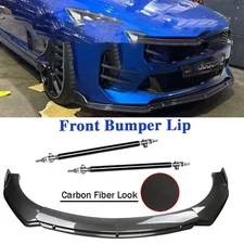 For Kia Stinger 2018-2023 Carbon Fiber Style Front Bumper Lip Spoiler+Strut Rods