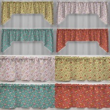 Spring Flowers Valances, Curtains or Swags 4 Colors Available 