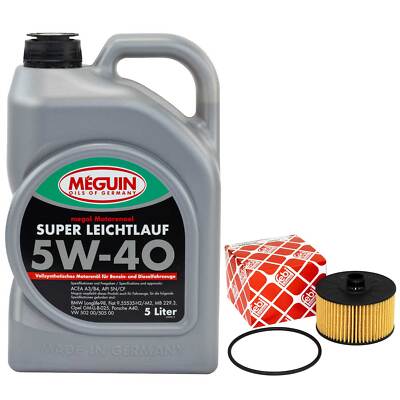 Motoröl Set 5W-40 Meguin 5 Liter + Ölfilter für Dacia Mercedes Nissan Smart 0.9