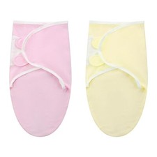 2 Pcs Preemie Swaddle Wrap Adjustable Pink, Yellow