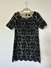 J. Crew Collection Black Beige Multi-Color ELENA Floral Lace Shift Dress Size 2