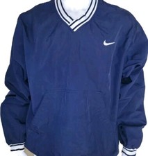 Nike Windbreaker Pullover Large Logo Embroidered Two Tone Cuffs White Tag Rare