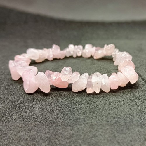 Bracciale Perline Quarzo Rosa Naturale Pietre Preziose Scheggiate Gioielli Braccialetto Amicizia