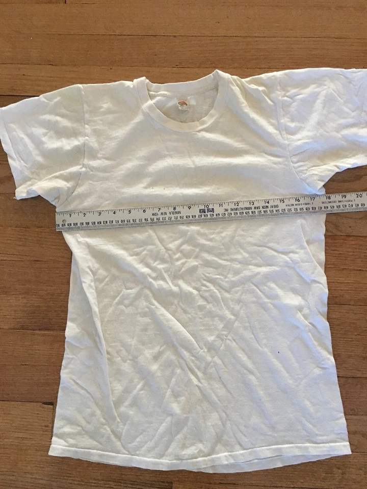 Camiseta en blanco de algodón blanca de colección años 60 70 para hombre ML camiseta interior puntada única Foto 2 de 4