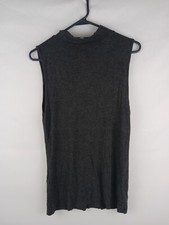 Zenana Outfitters Turtleneck Shirt Blouse  Sz L  Gray  Sleveless
