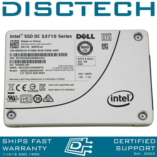 Dell Enterprise DPD14 / Intel SSDSC2BA800G4R 800GB DC S3710 SATA 6Gbps WI SSD
