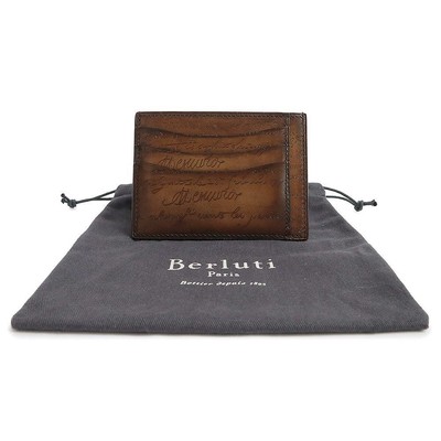 Berluti Bamboo Tetris Card Case Leather Tabacco Brown W12cmxH9cm