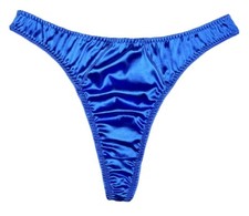 Retro Satin Thong Royal Blue M