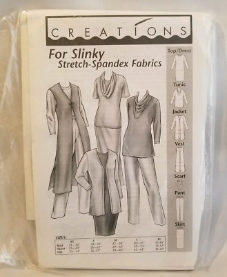 Creations Slinky Knit Womens XS-XL Tunic Dress Jacket Duster Pants Skirt Pattern