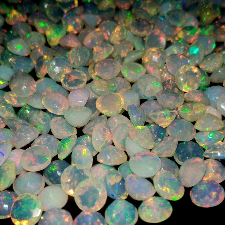 Excellent Ethiopian Opal 7mm Round Faceted Cut Loose Gemstone - Image 2 of 4