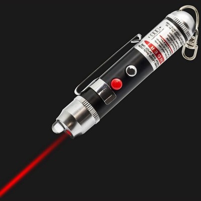 Wiederaufladbare Laserlite LED-Taschenlampe mit rotem Laserstrahl, Taschenclip und Befestigungen