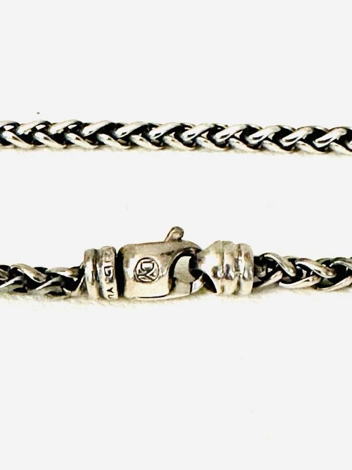 Collar de cadena de trigo David Yurman 6 mm 16 3/4" - plata de ley 925 amarillo 14 k Foto 3 de 4