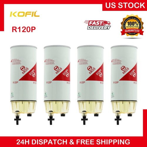 (4 PACK) R120P Diesel Fuel Filter Water Seperator Spin-On 10 Micron | eBay