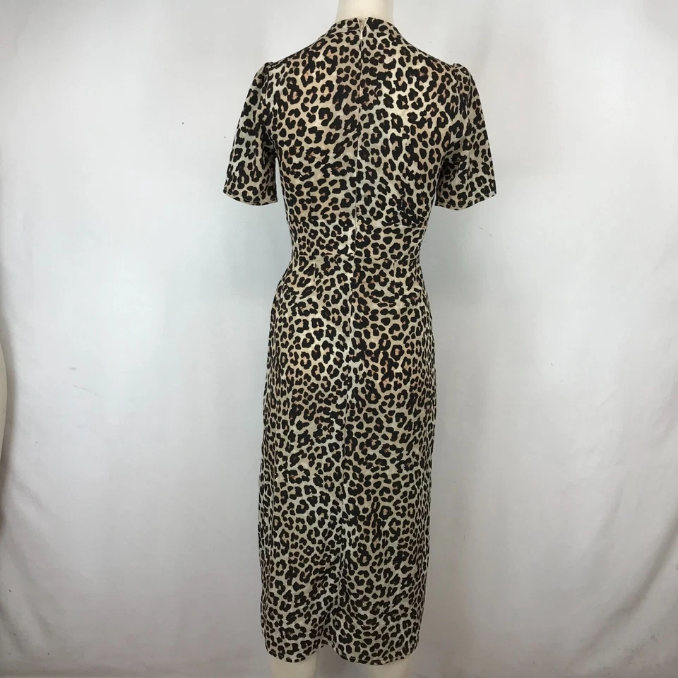 ASOS DESIGN - WOMEN'S 32 - TAN ANIMAL PRINT SHORT SLEEVE PENCIL DRESS - Image 3 of 4