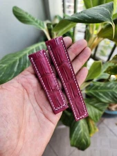 Size 22/20mm Red 100% Genuine Leather Skin Watch Strap Band-Quick Realese