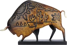 Metal Native American Bison Buffalo Statue Tribe Art Animal Sculpture Home Decor