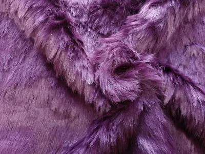 CRS FUR FABRICS LUXURY Long Pile Faux Fur Fabric Material PLUM