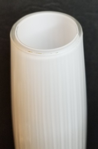 Tall White Mid Century Style Ribbed Art Glass Floor Vase, 16" - Picture 2 of 4