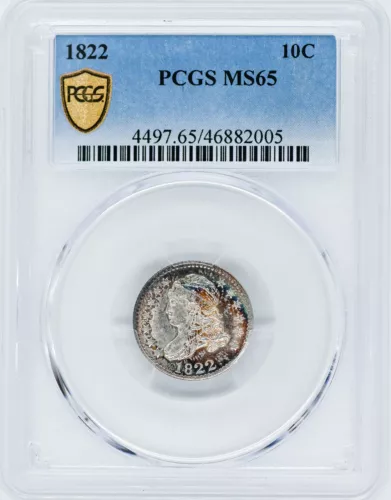 1822 CAPPED BUST 10C PCGS MS 65