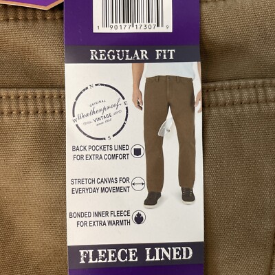 Weatherproof Vintage Men's Fleece Lined Pants - Wheat Color, 40x30 - View #11