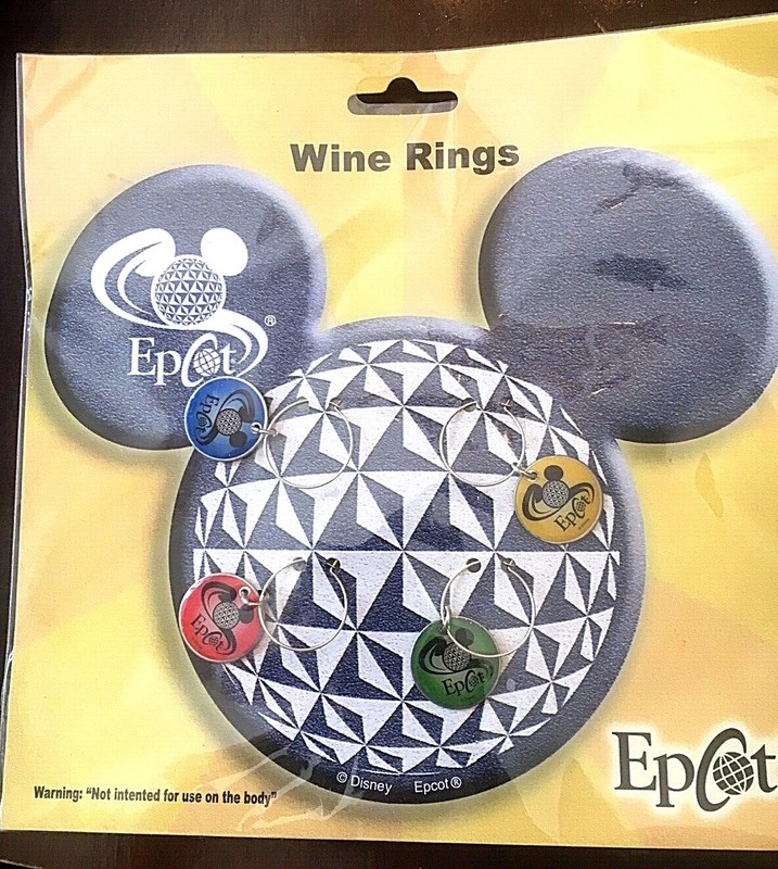 Disney Epcot set of 4 Wine Glass Charms/Rings