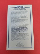 Activision Video Game Cartridge Limited One Year Warranty Insert Sheet 1982