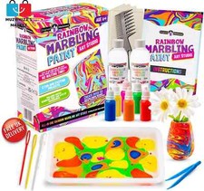 Rainbow Marbling Paint Art Kit, Ink Art Set for Kids 6-12 Art Studio Craft