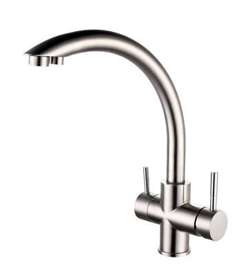 Stainless Steel Three Way Kitchen Faucet 2 Handles for Reverse Osmosis System