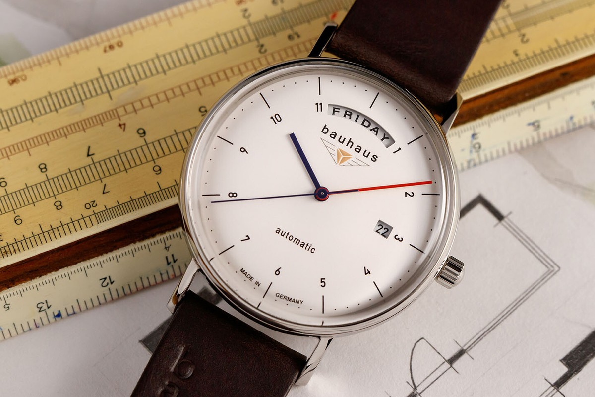 BAUHAUS Automatic UHR 21621 weiß Day Date mechanisch, Automatik