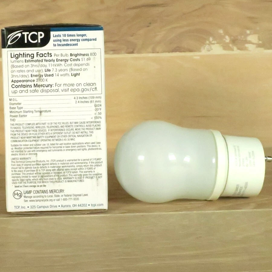TCP 33114A19 A19 CFL GU24 Base Lamp 60 Watt Equivalent 2700K - Image 2 of 4